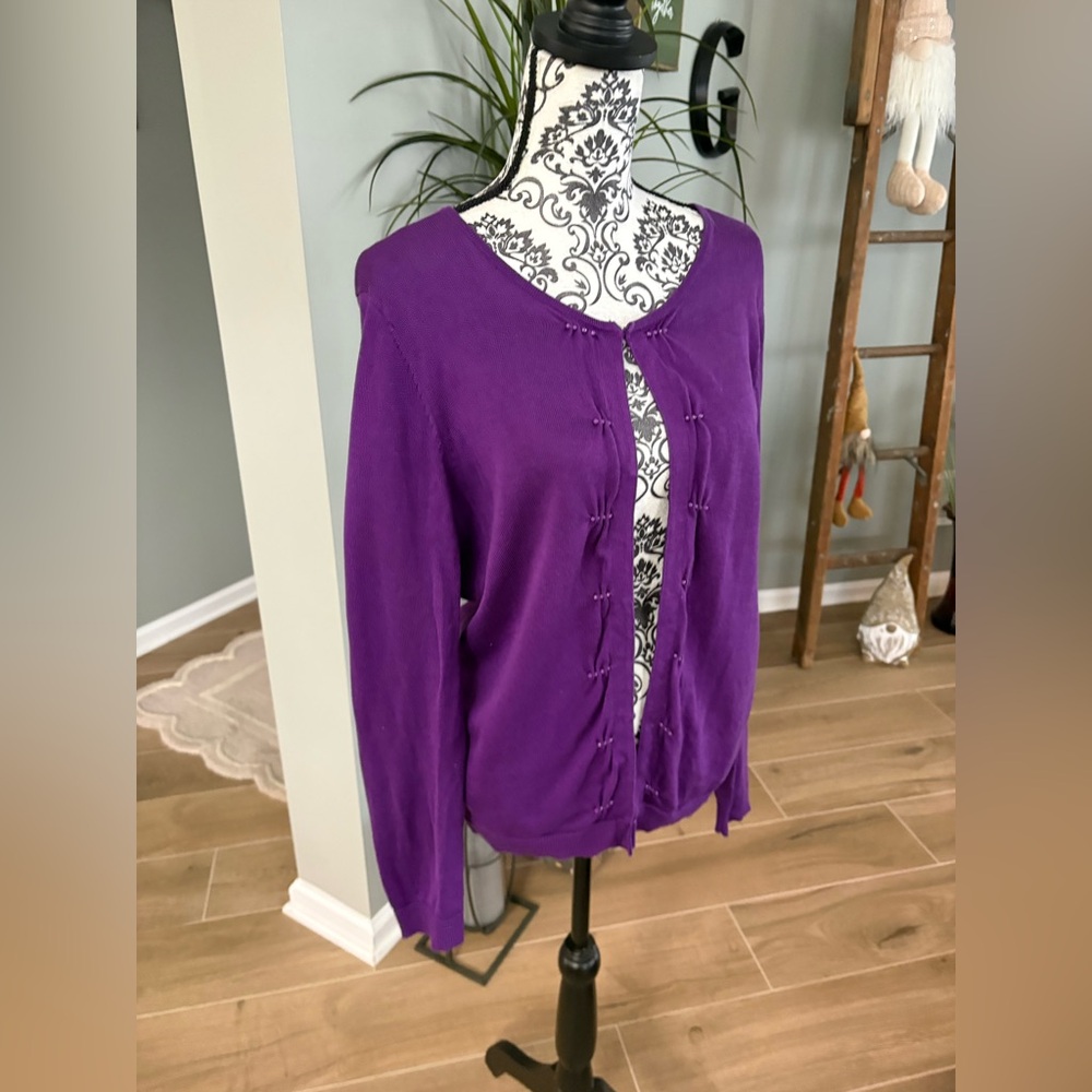 Purple Cardigan Sweater size medium from Coldwater Creek - Picture 2 of 8